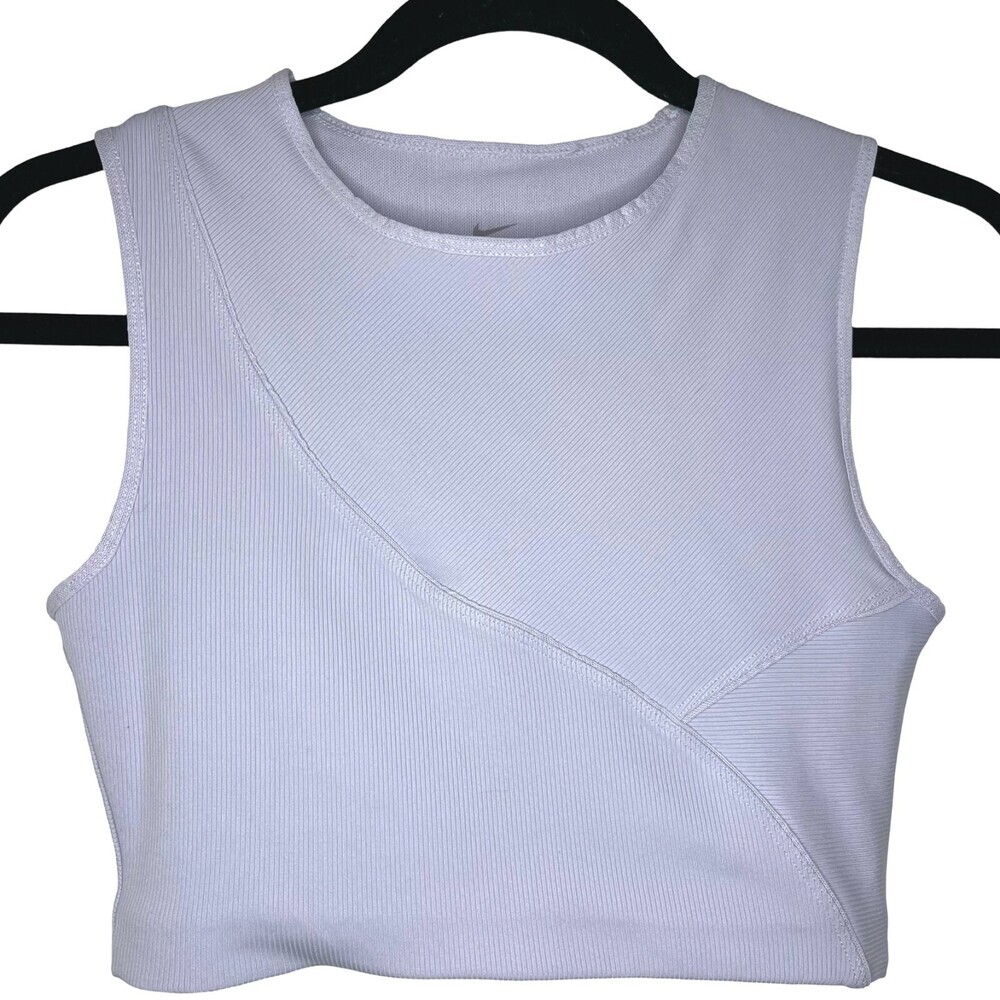 Nike Pro Hypercool Ribbed Crop Tank Womens Small Light Purple Crew Built In Bra